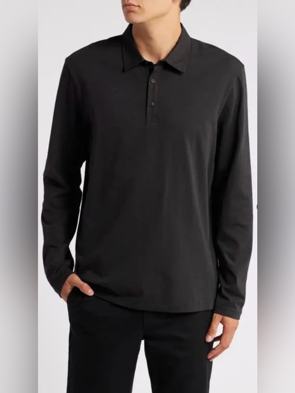 ATM Mens Long Sleeve Jersey Polo Black Size S NWT
